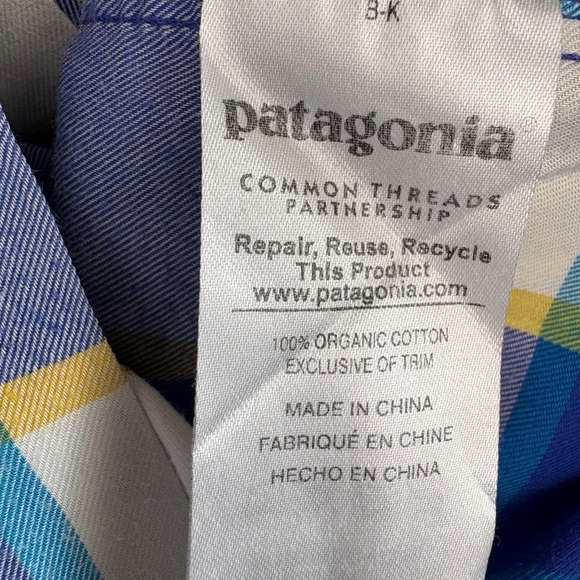 Patagonia Men's L Organic Cotton LS Button Down Shirt Plaid Blue Yellow Preppy - Picture 8 of 10